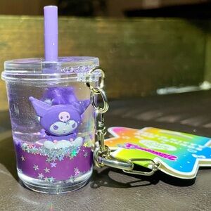 Hello Kitty & Friends X Care Bears Kuromi Grumpy Glitter Purple Bottle Bag Charm